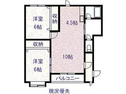 ミレニアム324(2LDK/2階)の間取り写真