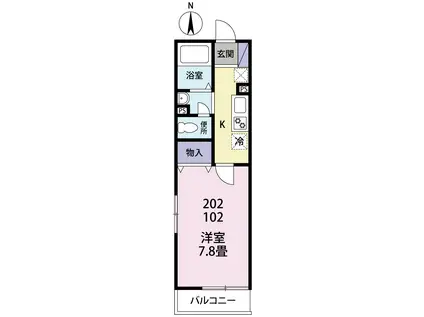 ソレイユ・フラット(1K/2階)の間取り写真