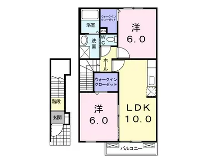 フレスコIII(2LDK/2階)の間取り写真