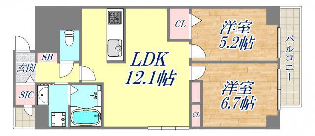 クラニア甲東園(2LDK/2階)の間取り写真