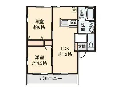 ソレイユ(2LDK/2階)の間取り写真