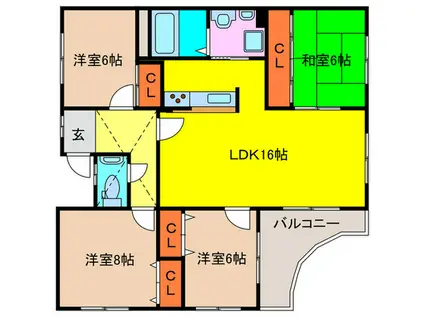 HASEはなみずき(4LDK/3階)の間取り写真