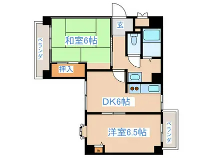 サクシード八王子(2DK/2階)の間取り写真