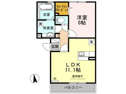 ソレアードS(1LDK/3階)の間取り写真