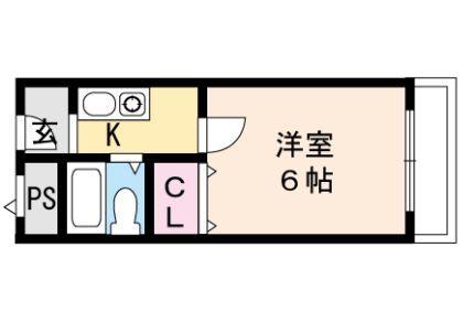 清水M1(ワンルーム/2階)の間取り写真