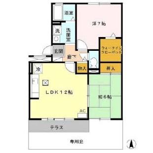 グランドールサンエイ(2LDK/1階)の間取り写真