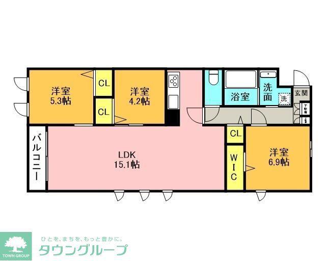 THE BELUGA 世田谷 RESIDENCE(3LDK/3階)の間取り写真