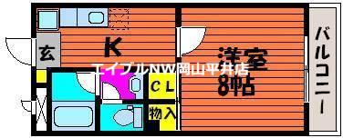 ロイヤルパレス江並(1K/4階)の間取り写真