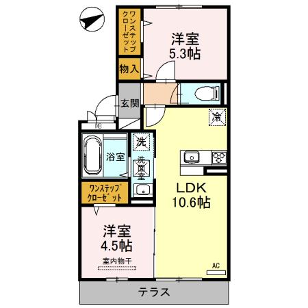プラージュ SAKIGAKE(2LDK/1階)の間取り写真