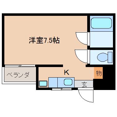 古川マンション(ワンルーム/2階)の間取り写真