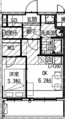 ARCA堺綾之町(1DK/2階)の間取り写真