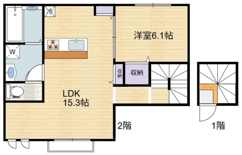 エルシオン狛江(1LDK/2階)の間取り写真