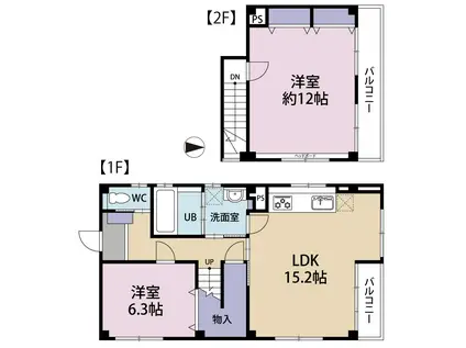 栗山ビル(2LDK/1階)の間取り写真