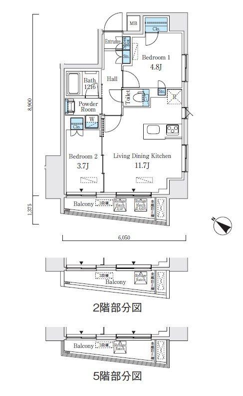 アジュールテラス日本橋浜町(1LDK/7階)の間取り写真