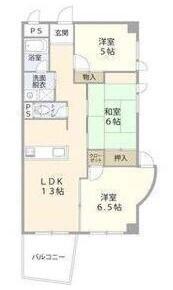 ビューラーささはら(3LDK/4階)の間取り写真