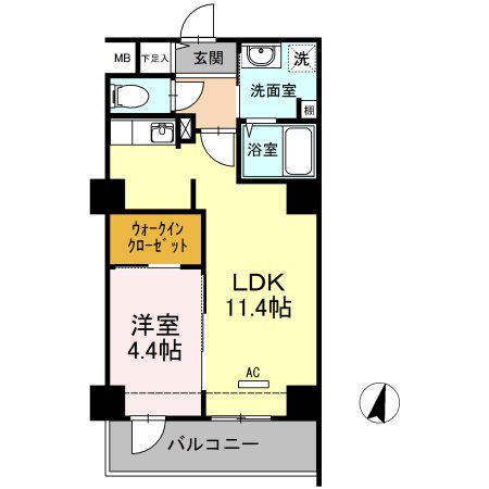 フォレストドルフ天神(1LDK/7階)の間取り写真