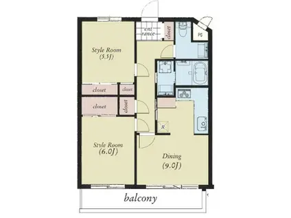 AZ RESIDENCE浜田山(2DK/3階)の間取り写真