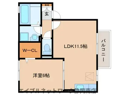 グランフィールズIIIA(1LDK/1階)の間取り写真