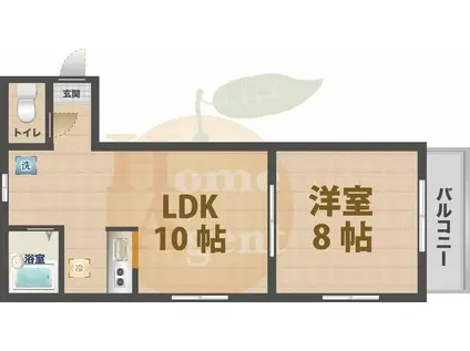 小川ビル(1LDK/2階)の間取り写真