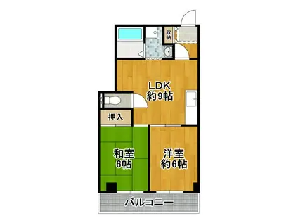 平和マンション(2LDK/3階)の間取り写真
