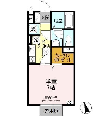 フォルトゥーナ(1K/1階)の間取り写真