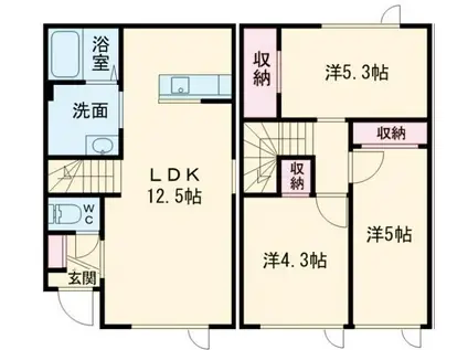 ドミールC(3LDK/1階)の間取り写真