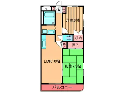 メゾン・ド・ビュー(2LDK/2階)の間取り写真