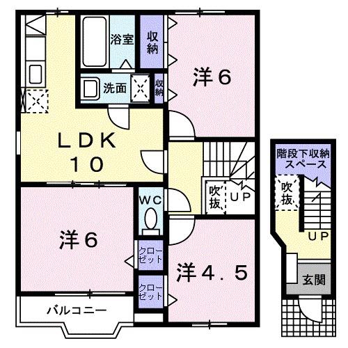 アンソレイエI(3LDK/2階)の間取り写真