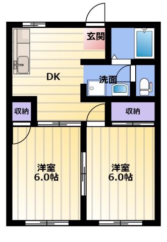 サントピアB(2DK/2階)の間取り写真