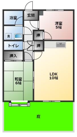 藤パープル(2LDK/1階)の間取り写真