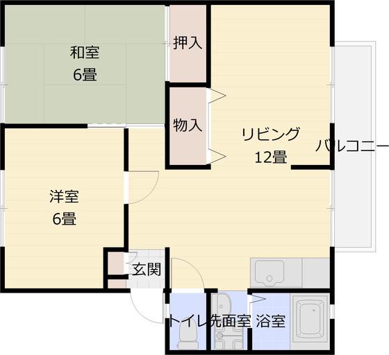 サンビレッジキタイA棟(2LDK/1階)の間取り写真