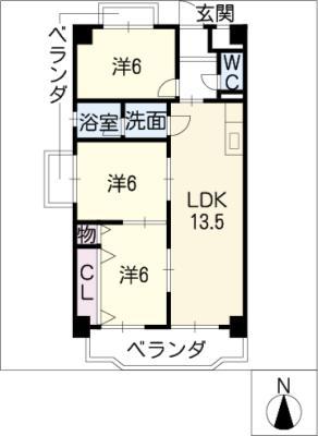 グリーン高瀬木(3LDK/7階)の間取り写真