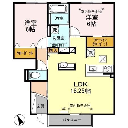 ローズ・A(2LDK/1階)の間取り写真