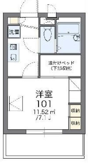 レオパレスストリーム(1K/3階)の間取り写真