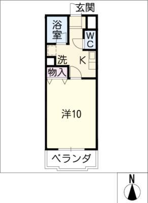 ハートヒルズ舳越(1K/3階)の間取り写真