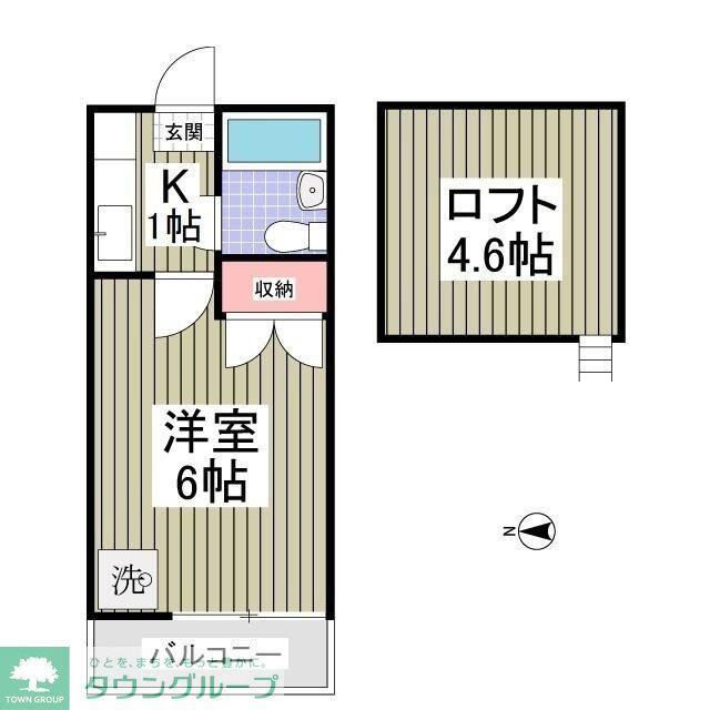 カルミア(1K/2階)の間取り写真