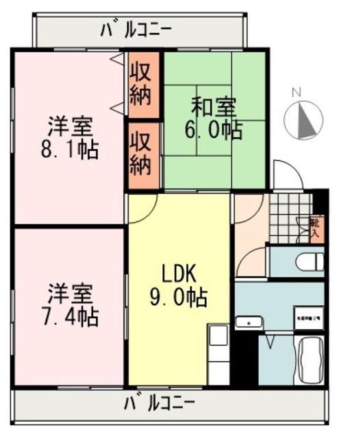 キャッスルMISE(3LDK/2階)の間取り写真