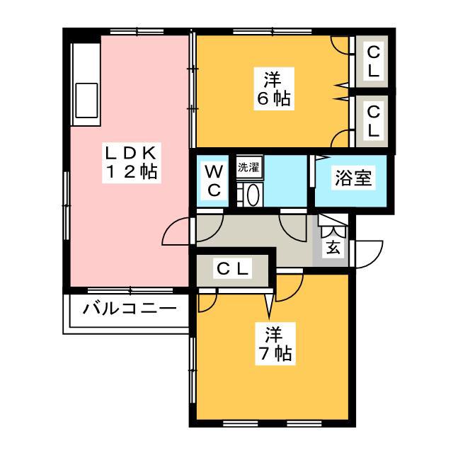 クレール今町(2LDK/1階)の間取り写真