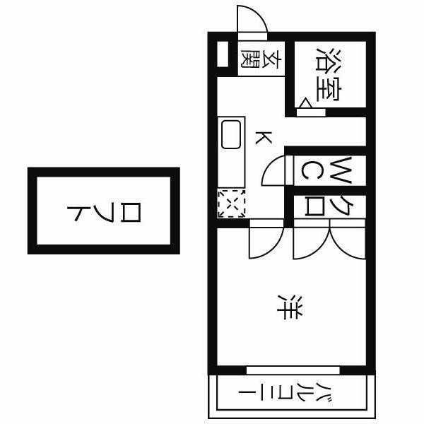 パルテネール北及 S棟(1K/2階)の間取り写真