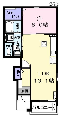 プレドパルク八家(1LDK/1階)の間取り写真