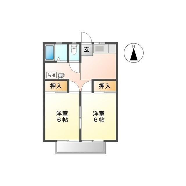 コーポグロリア(2DK/1階)の間取り写真