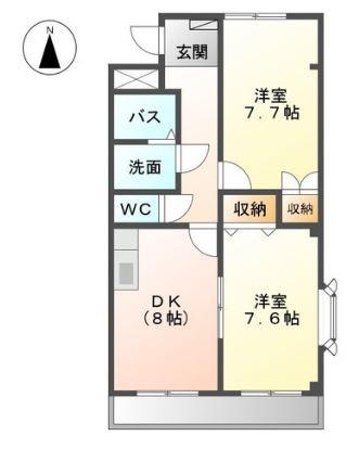 グリーンハイツ(2DK/1階)の間取り写真