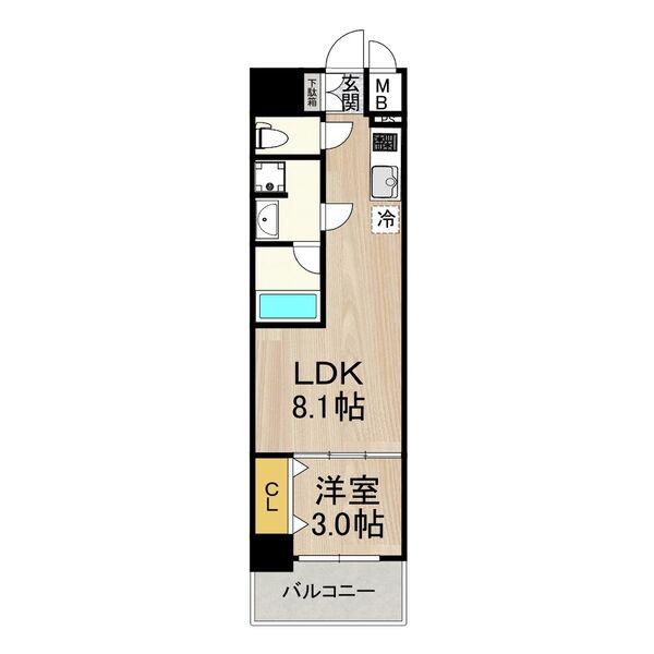 セノアタワー泉(1LDK/13階)の間取り写真