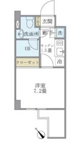 KDXレジデンス門前仲町(1K/7階)の間取り写真