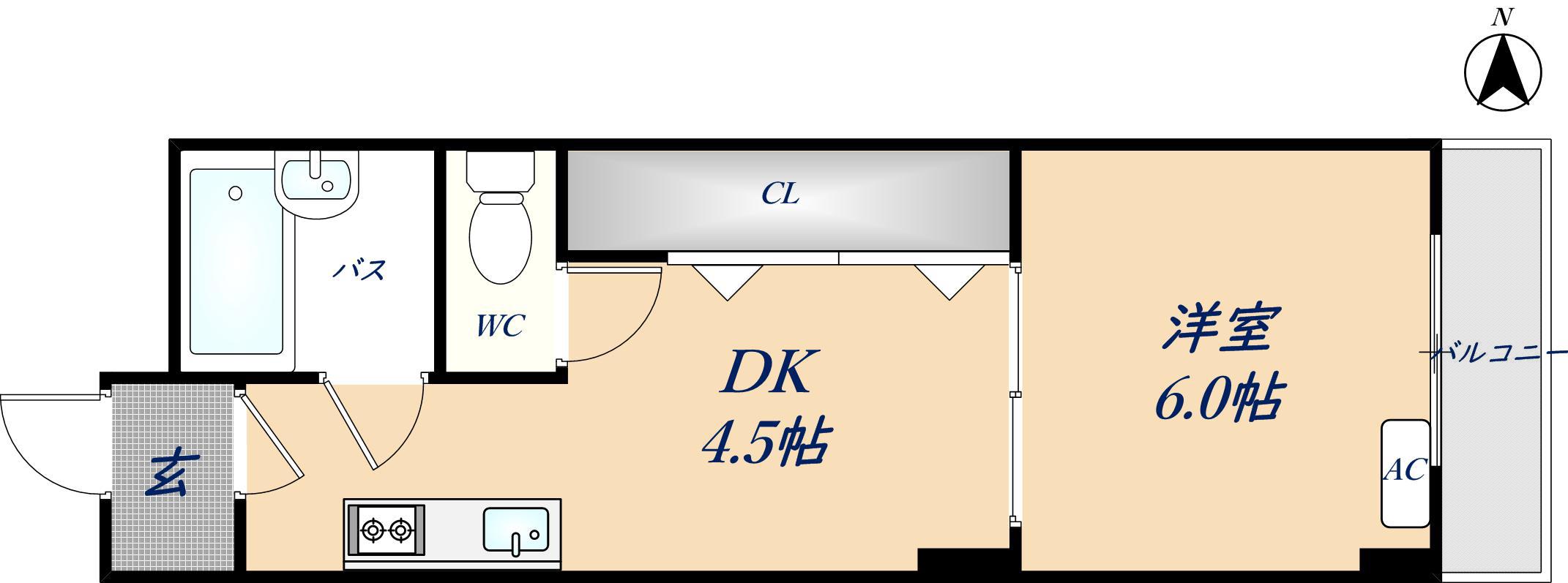 大宝枚岡グリーンヒルズ(1DK/3階)の間取り写真