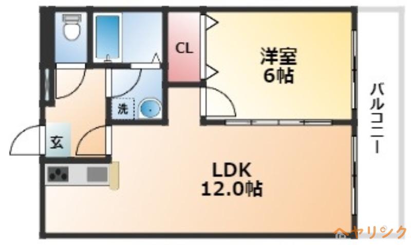 セントラルハイツ香呑(1LDK/3階)の間取り写真