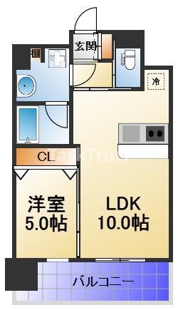 プレジオ都島ASIAN(1LDK/8階)の間取り写真