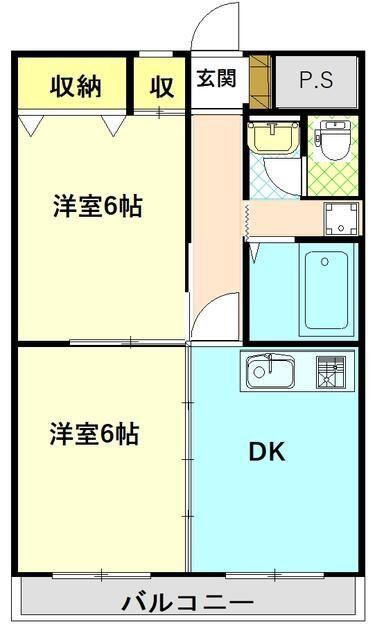 ライブトピア高尾(2DK/3階)の間取り写真