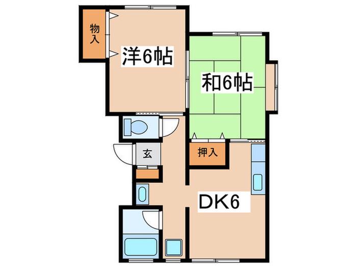 ハイム・ローゼB(2DK/1階)の間取り写真