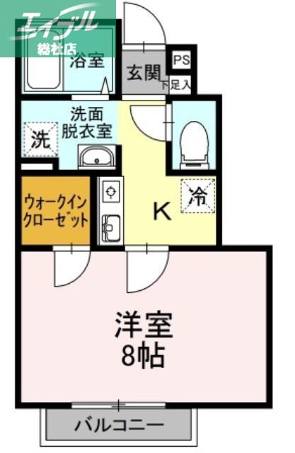 PROGRESS B棟(1K/1階)の間取り写真